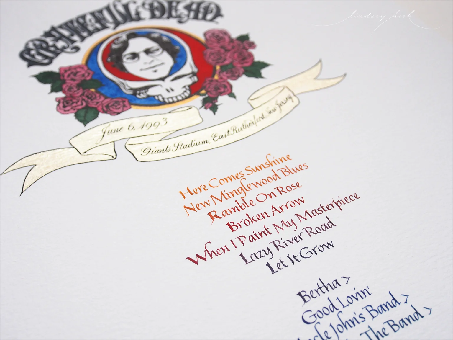 Grateful Dead Set List Header and Text Detail