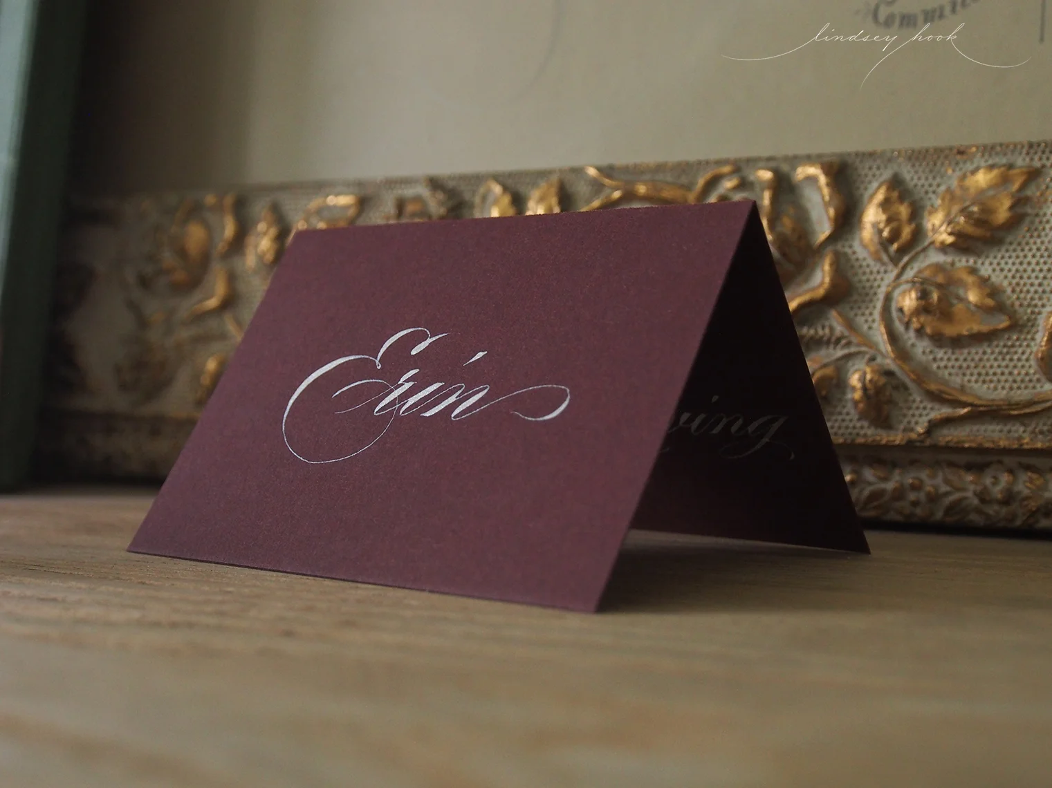 Ornamental Script Thanksgiving Place Cards