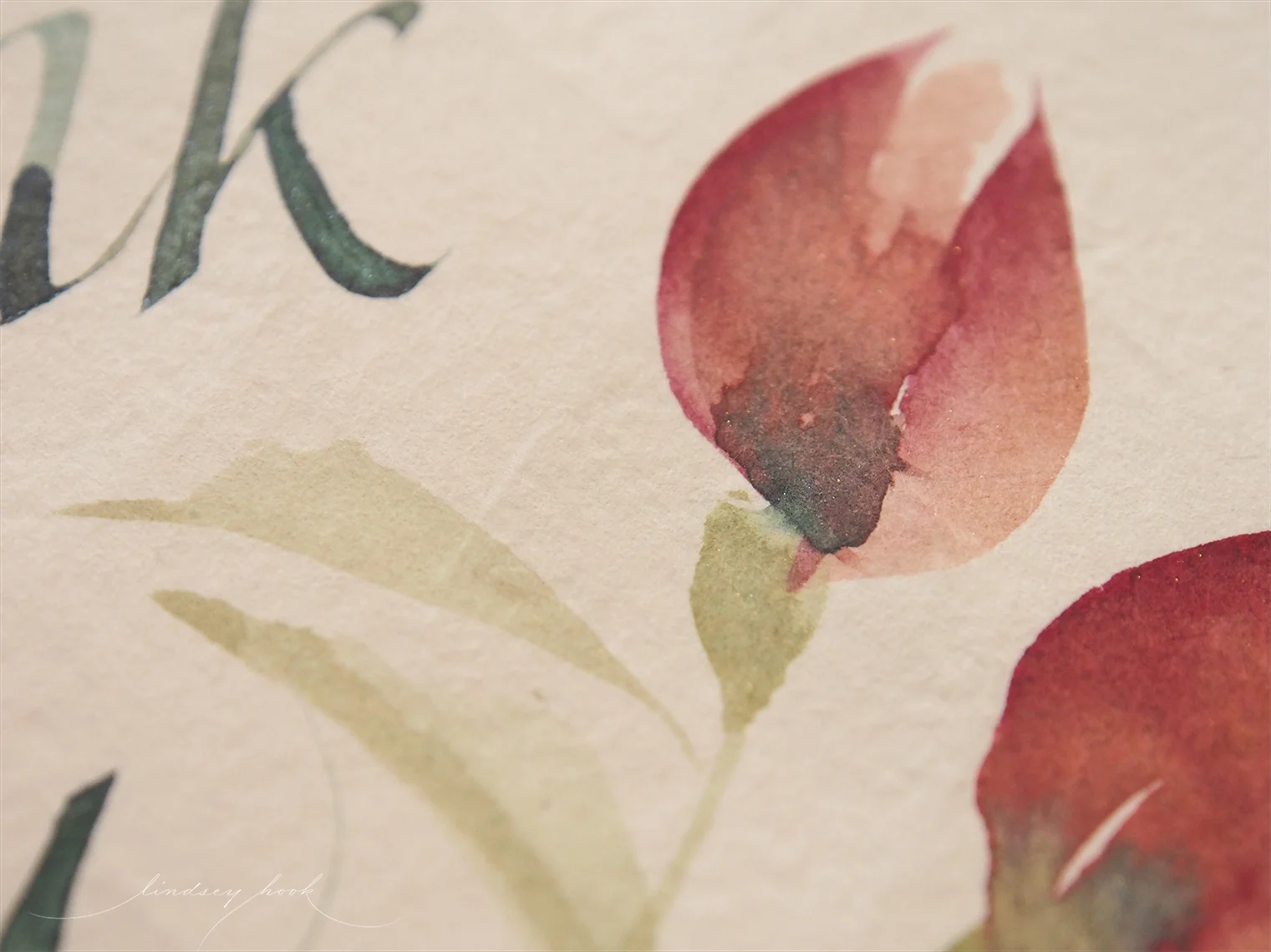 Hand painted thank you card (detail)