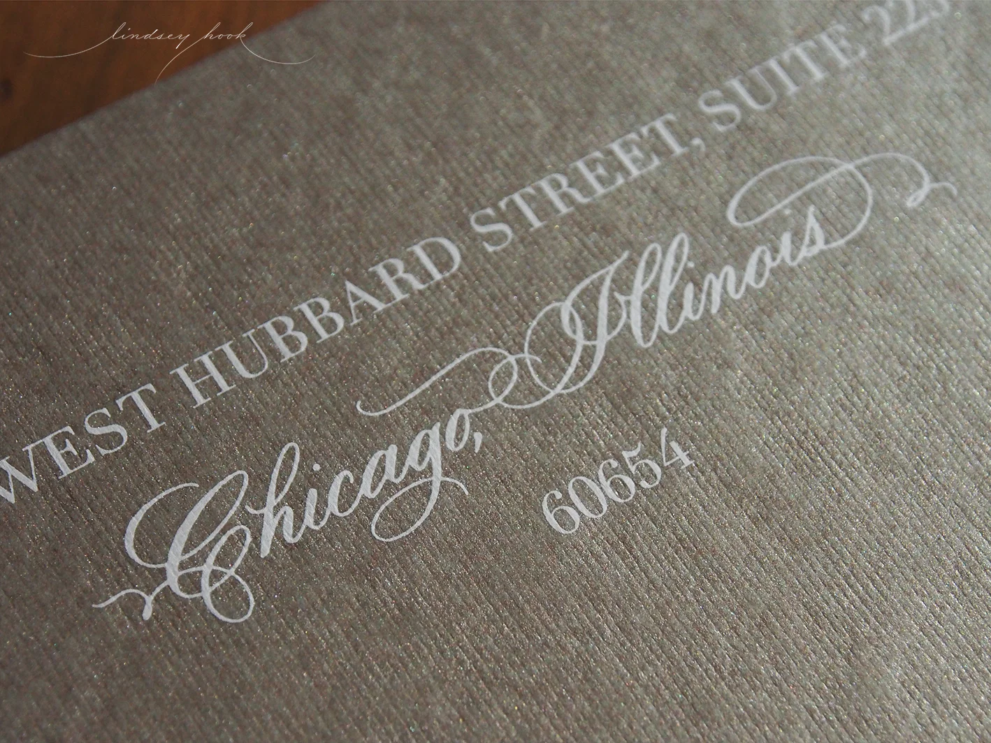 Flourished Copplerplate Script Spot Work for Outer Envelopes