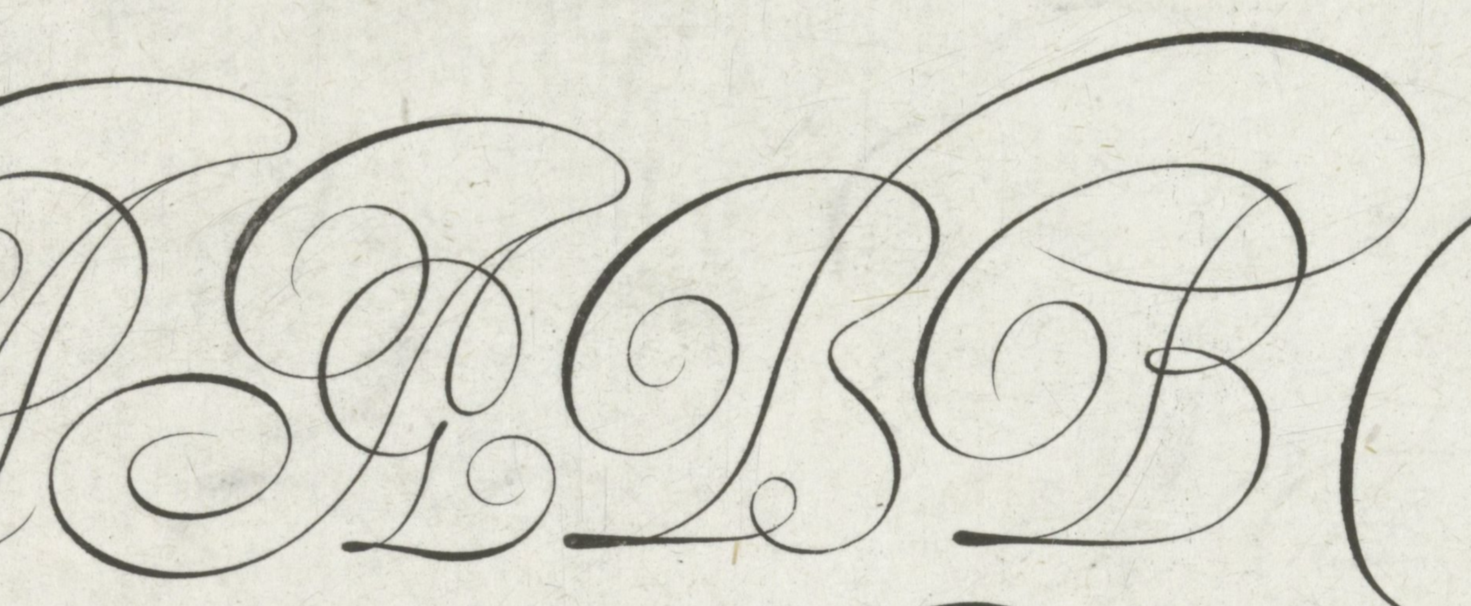 Rijksmuseum Collection Detail of Van de Velde Flourished Italian Hand Capitals Letters A and B