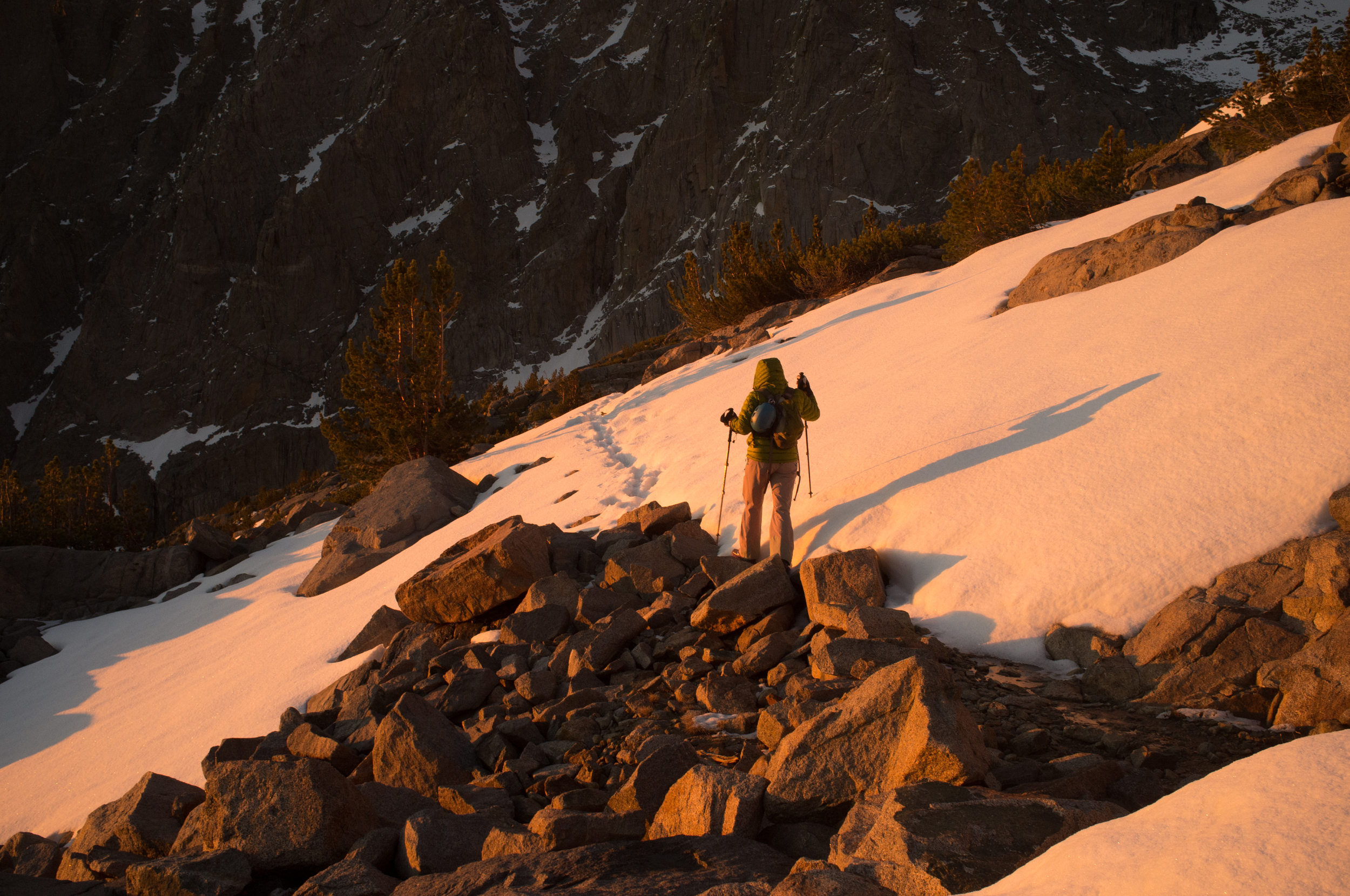 bnna hiking acorss some snow fields