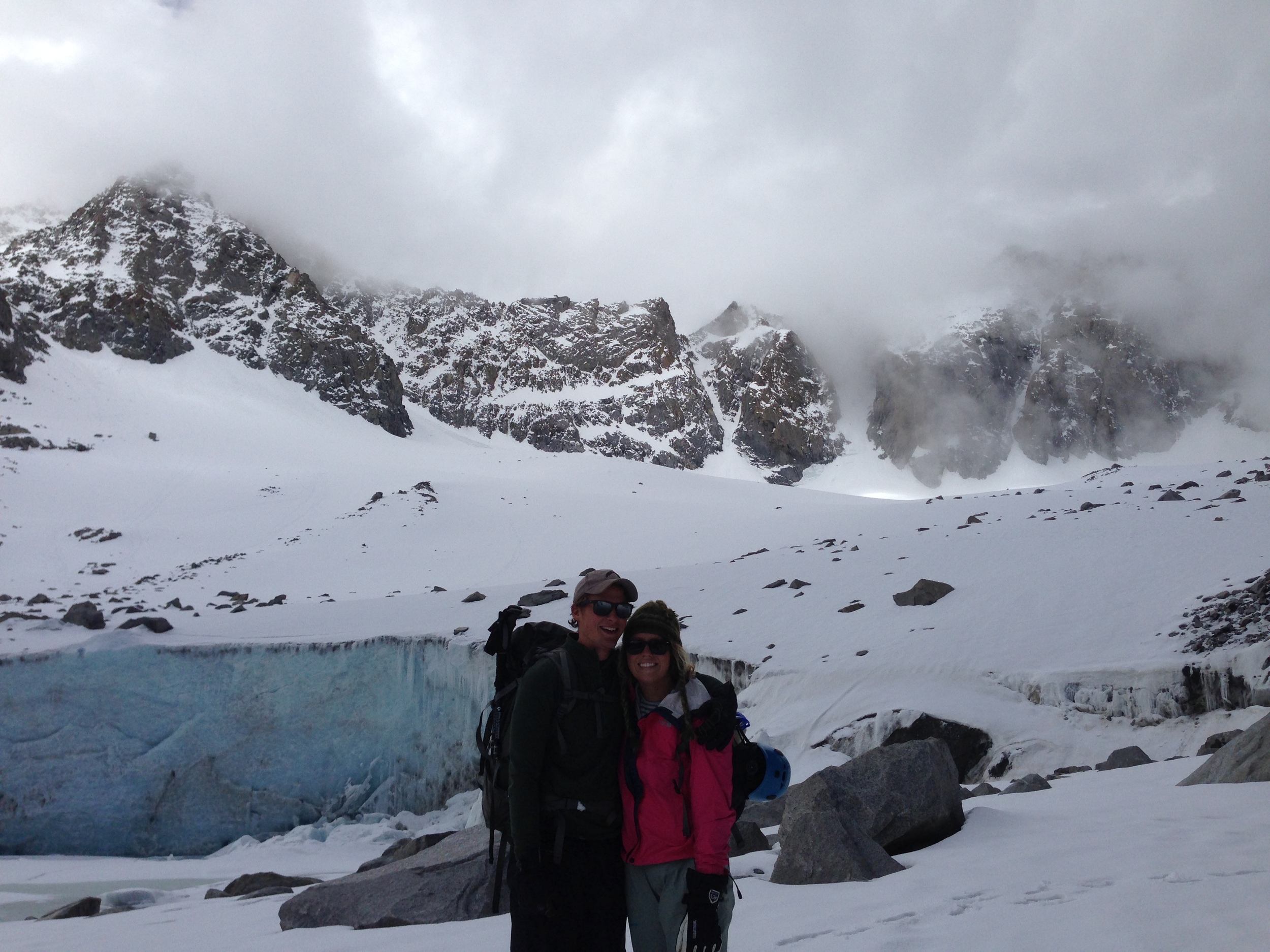 bran and bnna at base of glacier