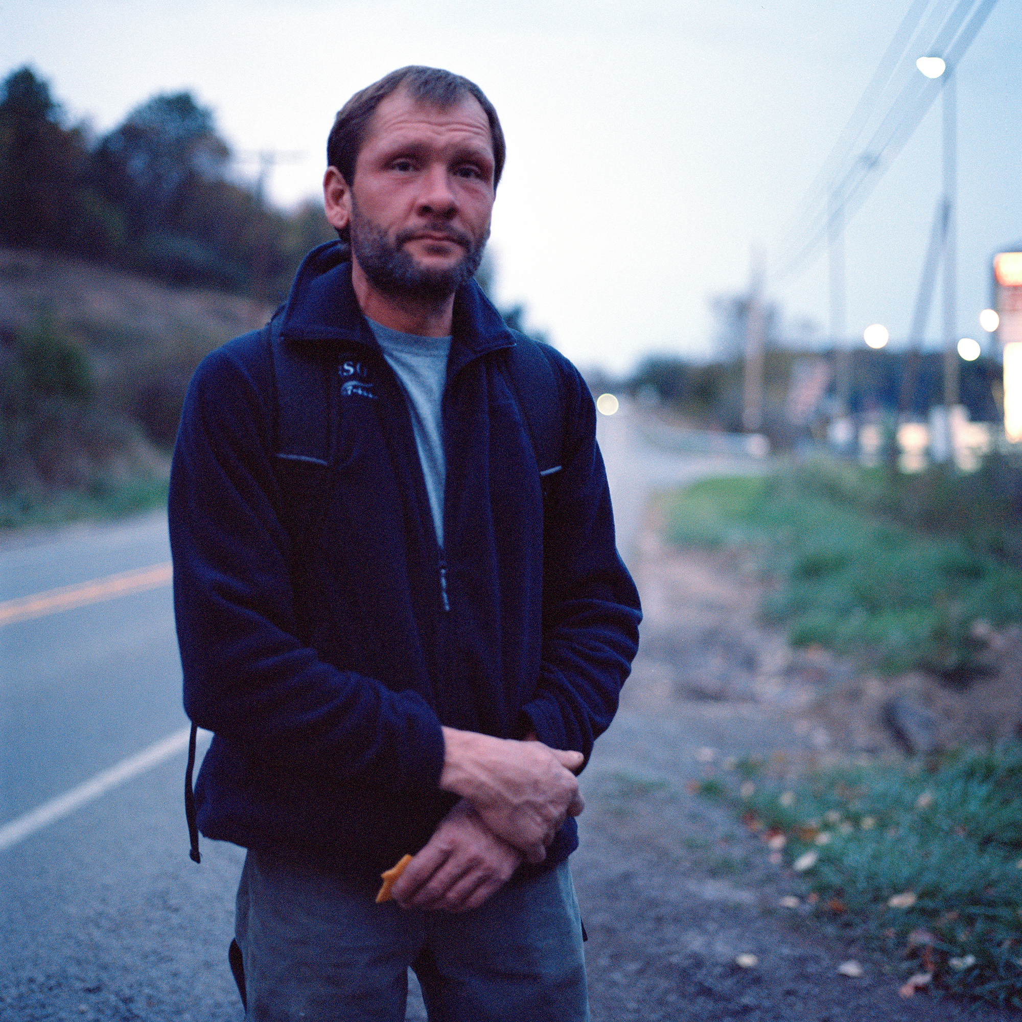 Chris, standing on the side of Little Deer Creek road, Russellton PA