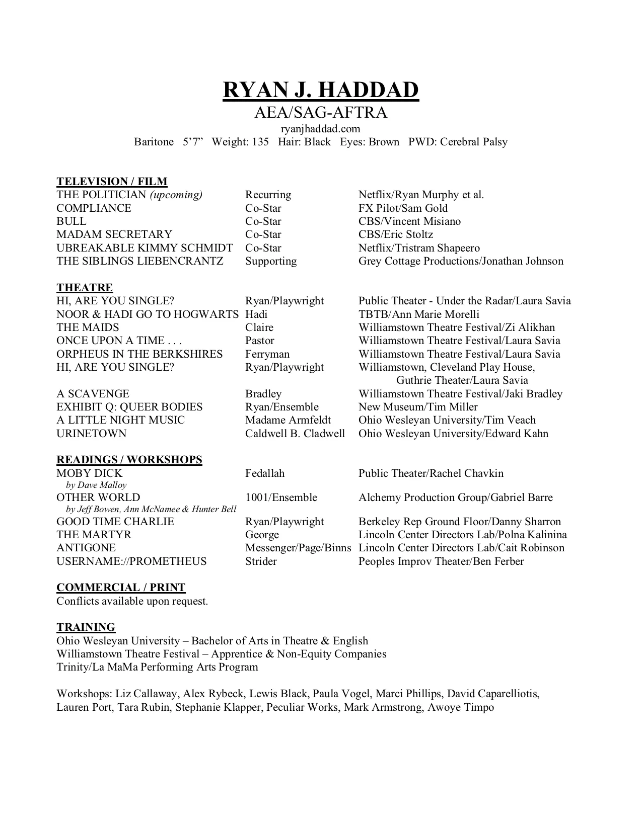 resume ryan j haddad performance resume