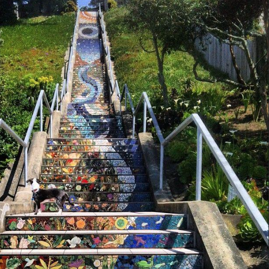 Mosaic stairway in Golden Gate Heights, one of the City's hottest boroughs for new home buyers.