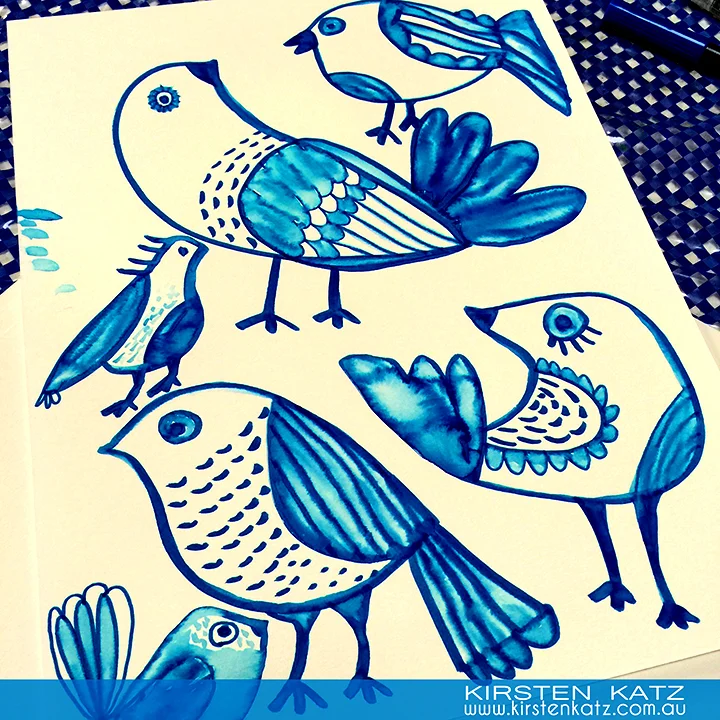 Watercolour Painted Birds 