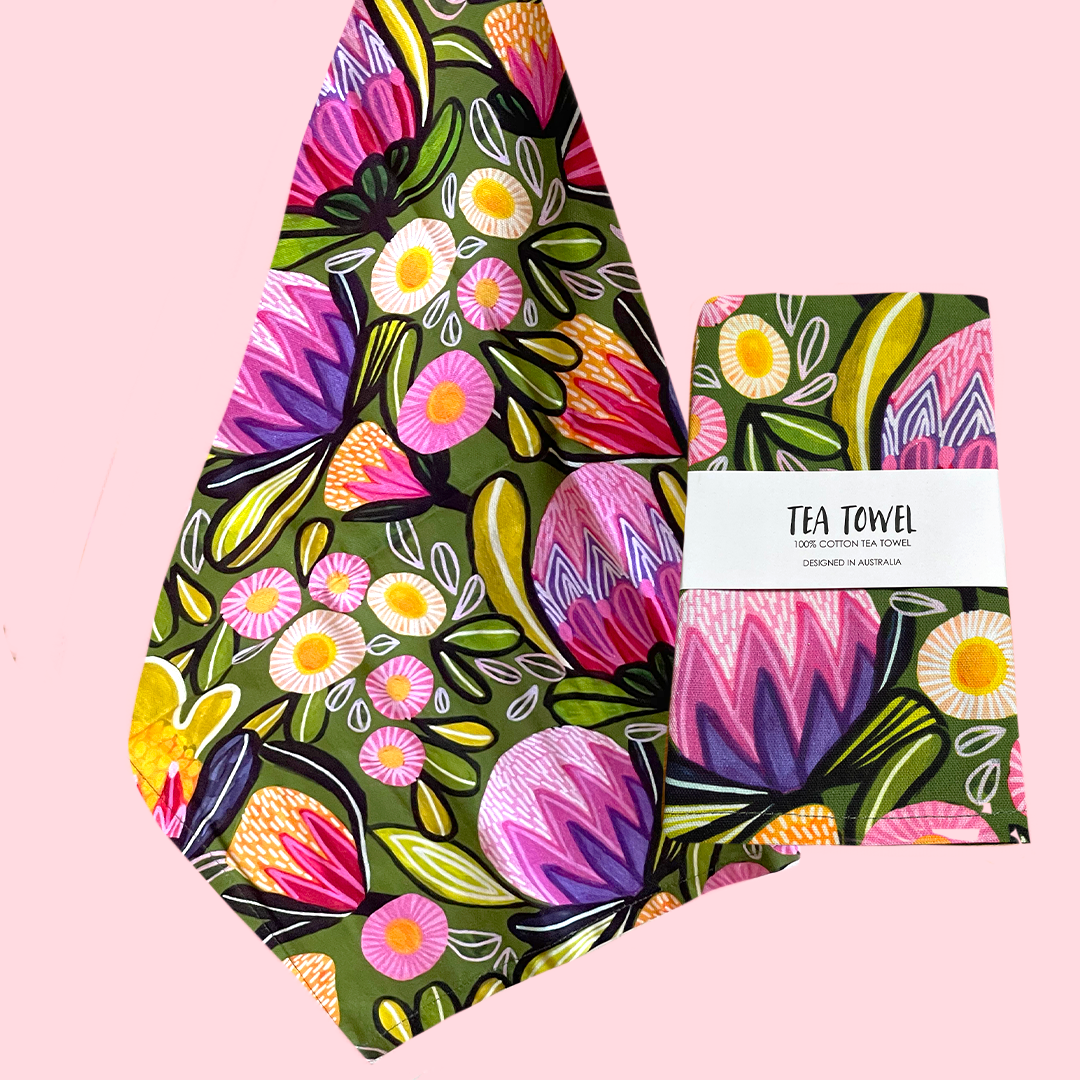 Australian Sugarbush Tea Towel Kirsten Katz australian-sugarbush-tea-towel-kirsten-katz