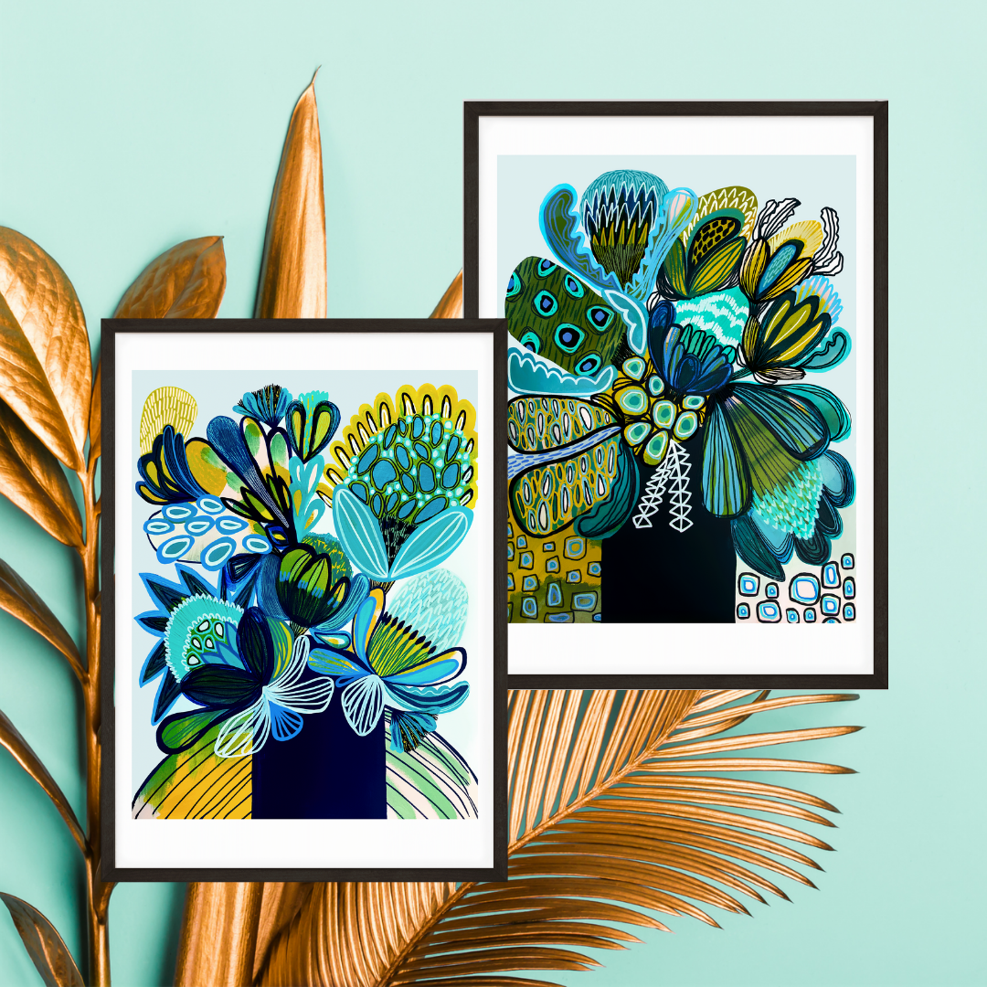 Aussie Blue Abstract Art Prints