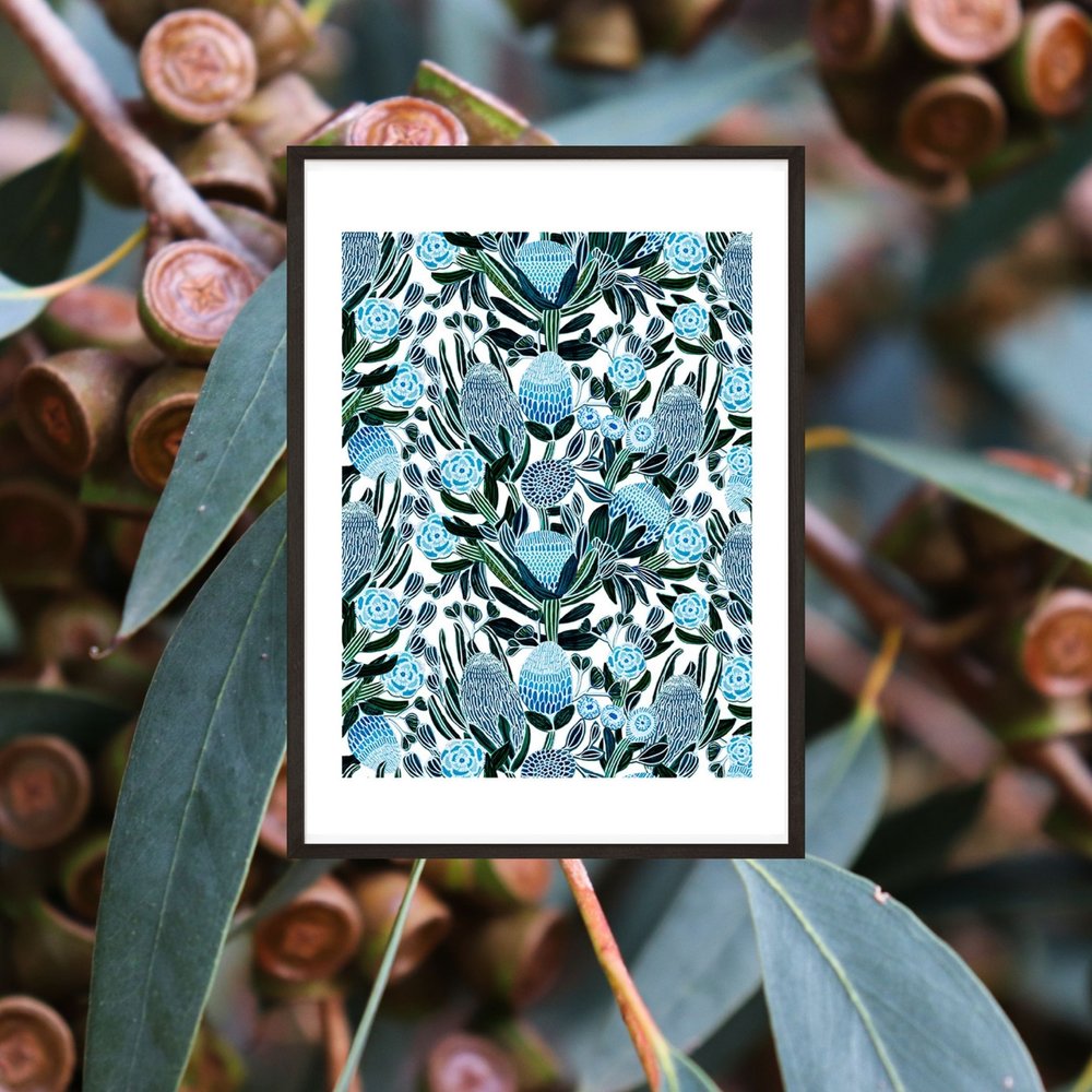 Blue Banksia Art Print
