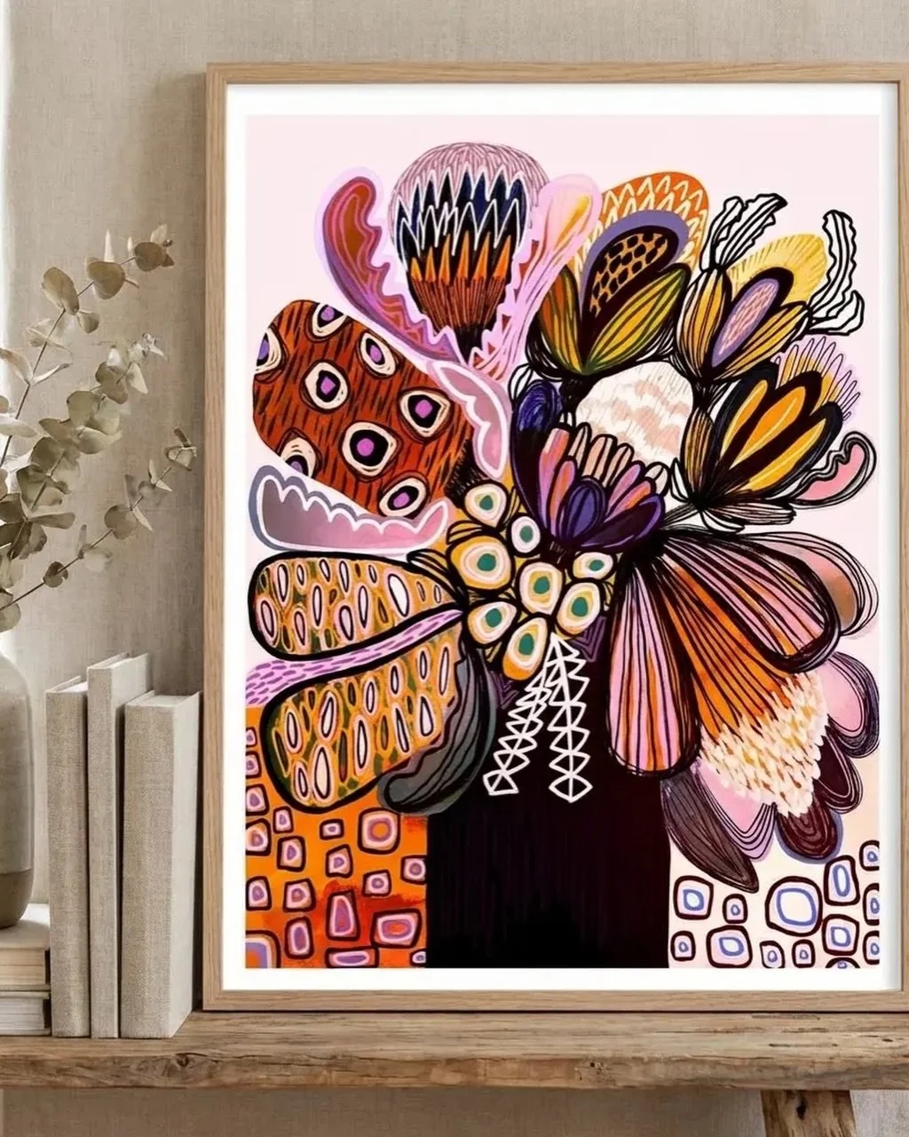 Modern abstract art featuring native banksias and protea flowers by Australian artist Kirsten Katz
#abstract #australianart #kirstenkatzart #modernart #artforyourwalls