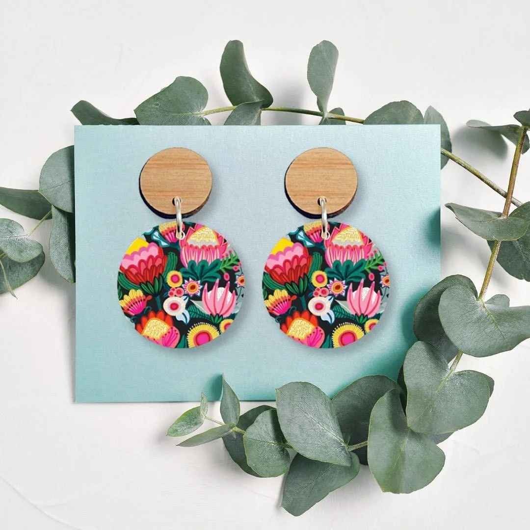 New Earrings!
Here are a few of the designs in my latest earring collection. These are made in Australia and feature some of my favourite pieces of art which has been printed on environmentally friendly Australian plantation Eucalyptus wood.
Visit my
