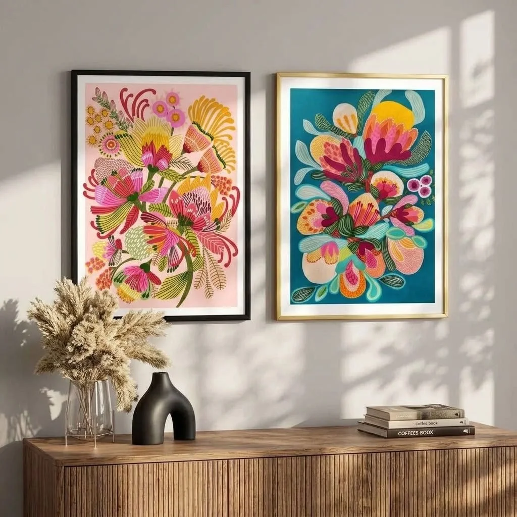 Wild Proteas wall art print set
Bring the colours and uniqueness of native protea flowers into your home with this fine art giclee print set.
Shop the website for these modern botanical artworks and more - 
https://www.kirstenkatz.com/collections/wal