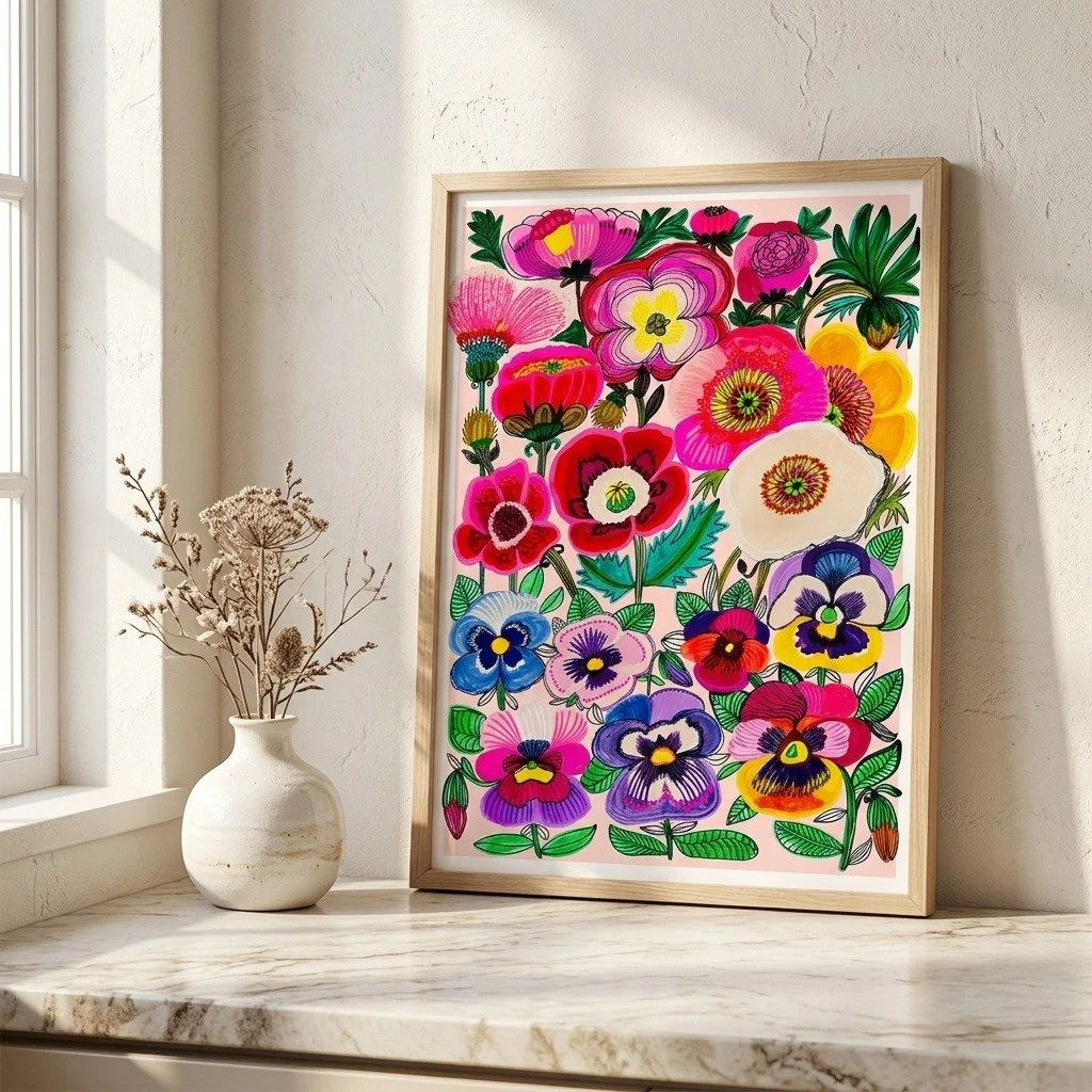 Art for those who love flowers and colour.......
These are some of my favourite floral art prints painted with bold colour, expressive form and a distinctly modern hand. This collection spans unusual and unique flowers, orchids, pansies, poppies and 
