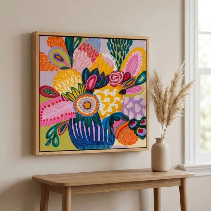 A look behind Colour Jazz 🎨
A little look behind the Colour Jazz paintings, from the first layers to the finished pieces.

Three modern still life paintings in acrylic and mixed media, painted in my studio.

Framed size: 38 x 38cm (14" x 14&quo