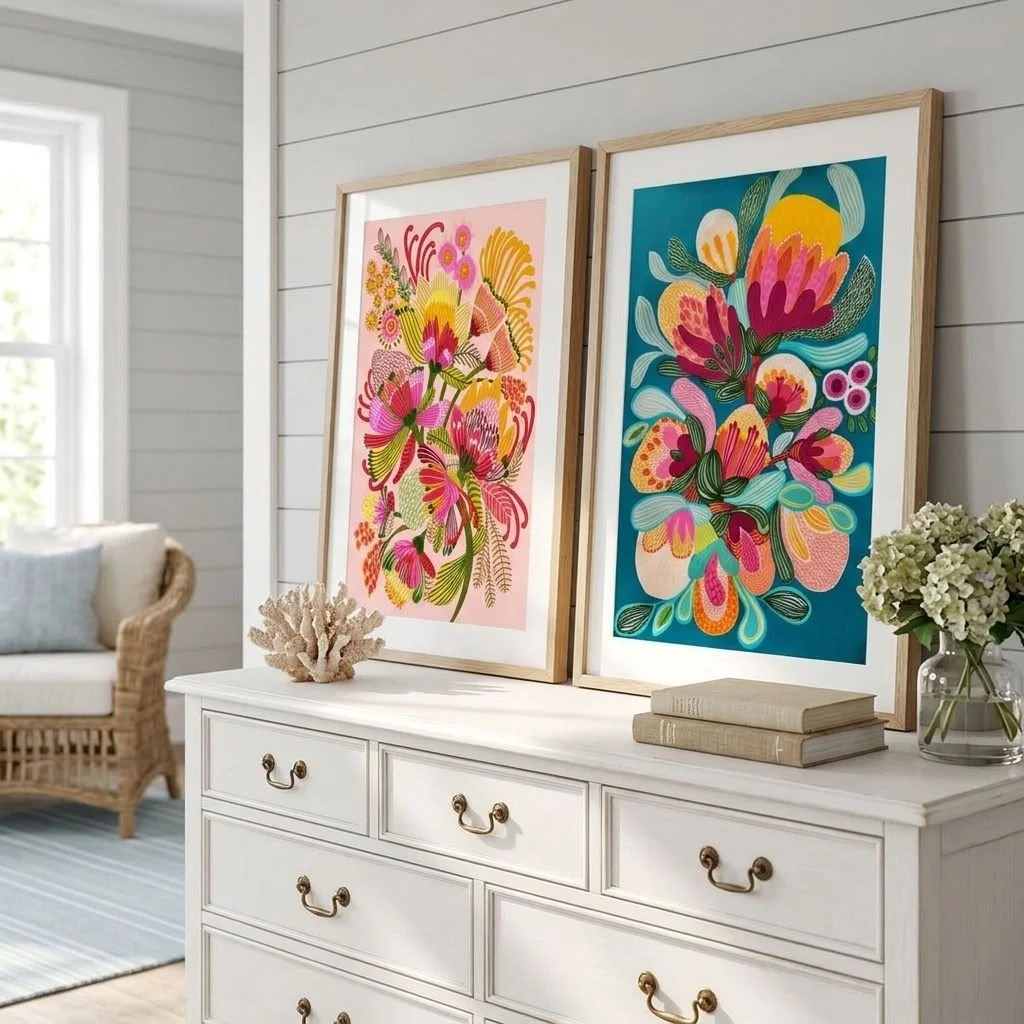 POV: you love proteas, and you're done pretending you love beige more. 🌸

This morning I told you proteas stop me every time. This pair is what happens when I let them.

Wild Proteas and Botany Blooms: native proteas and banksias in magenta, coral a