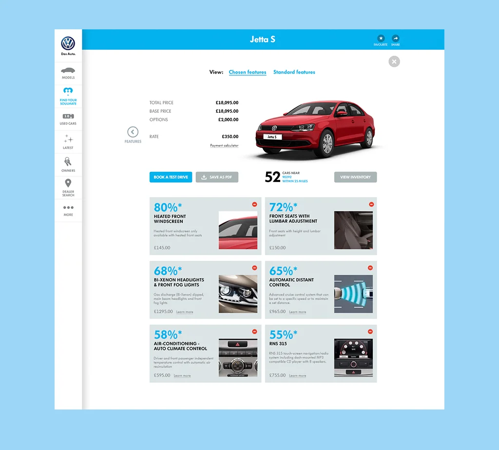 Recommended products screen