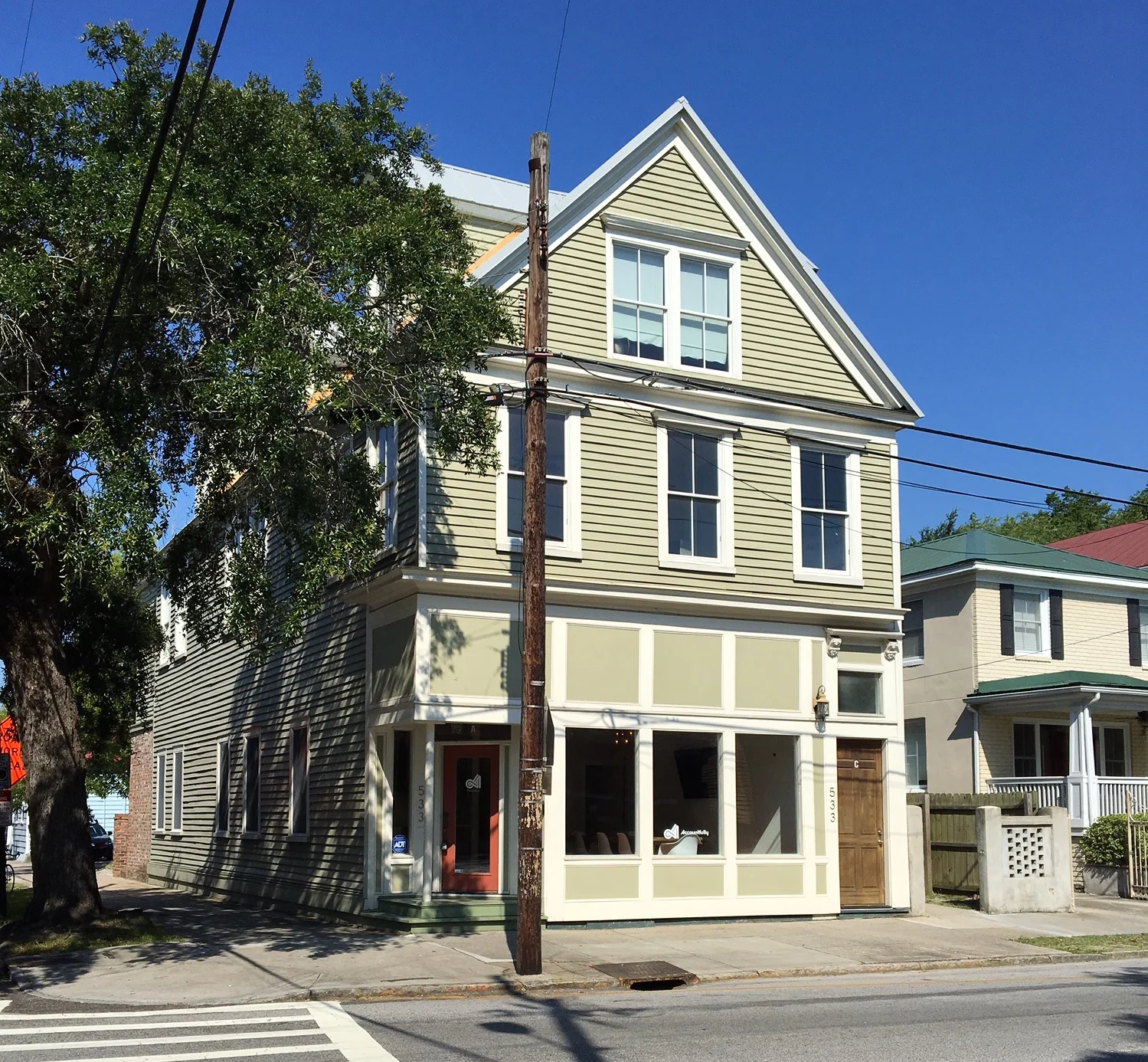 The first floor of this century old structure at the corner of Rutledge and Fishburne avenues in downtown Charleston is the quintessential corner "store" and current home to Accountfully, a modern accounting firm focusing on entrepreneurs, small businesses and start-ups. Contact them at hello@accountfully.com