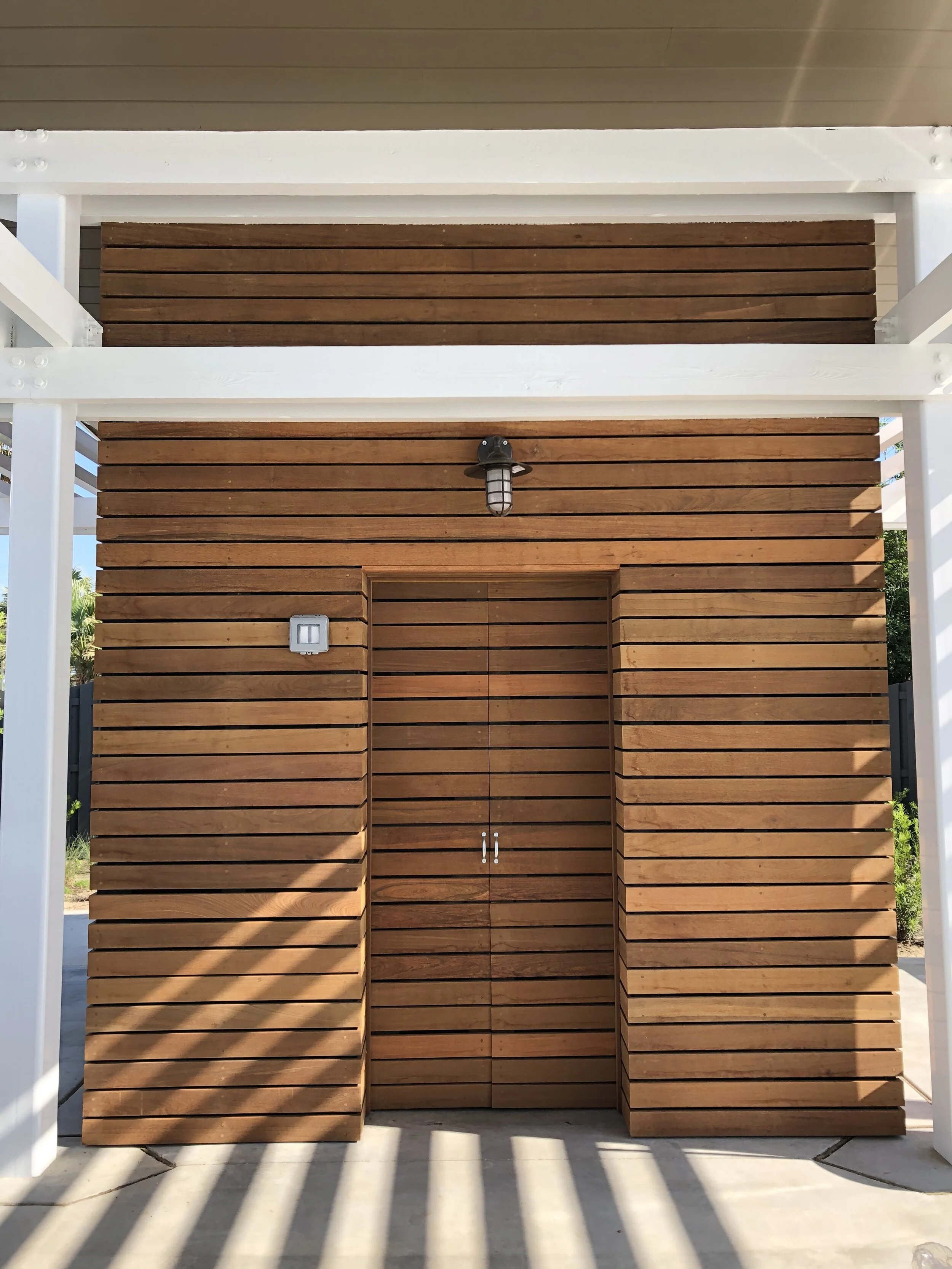  Ipe scrim design at the cabana bar service area.  