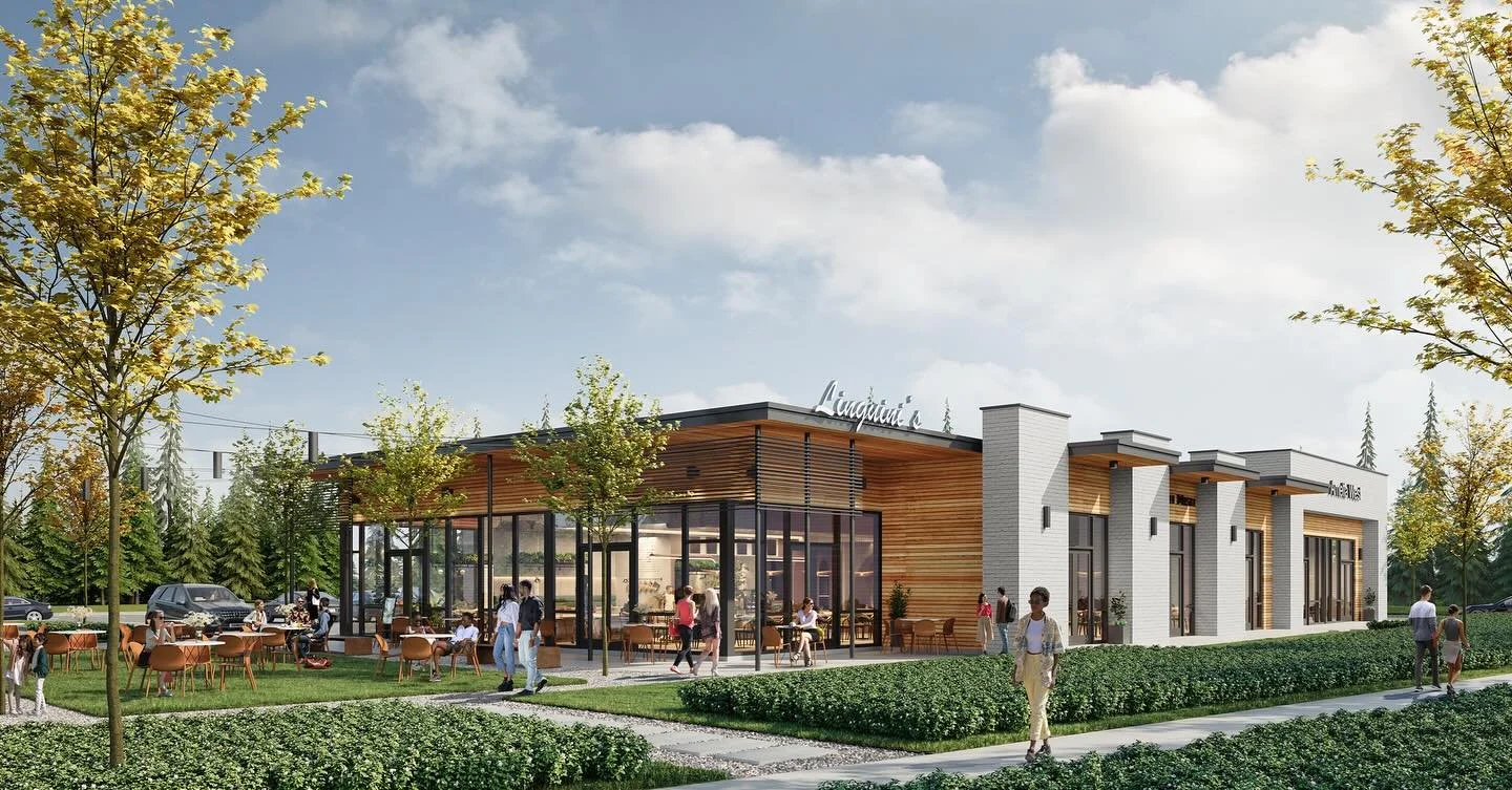 The vision for Brighton Court, a pair of commercial buildings in the Nexton community, is to create a welcoming retail and office environment through deliberate architecture and site planning. The buildings engage the street and benefit from a centra