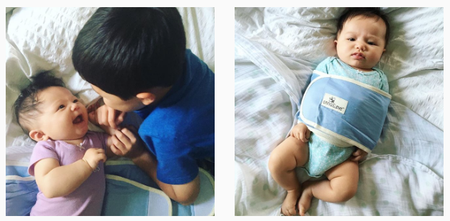 Post-nap on the left (you can see it under her) and pre-nap on the right (trust me, she likes it, just not the nap).