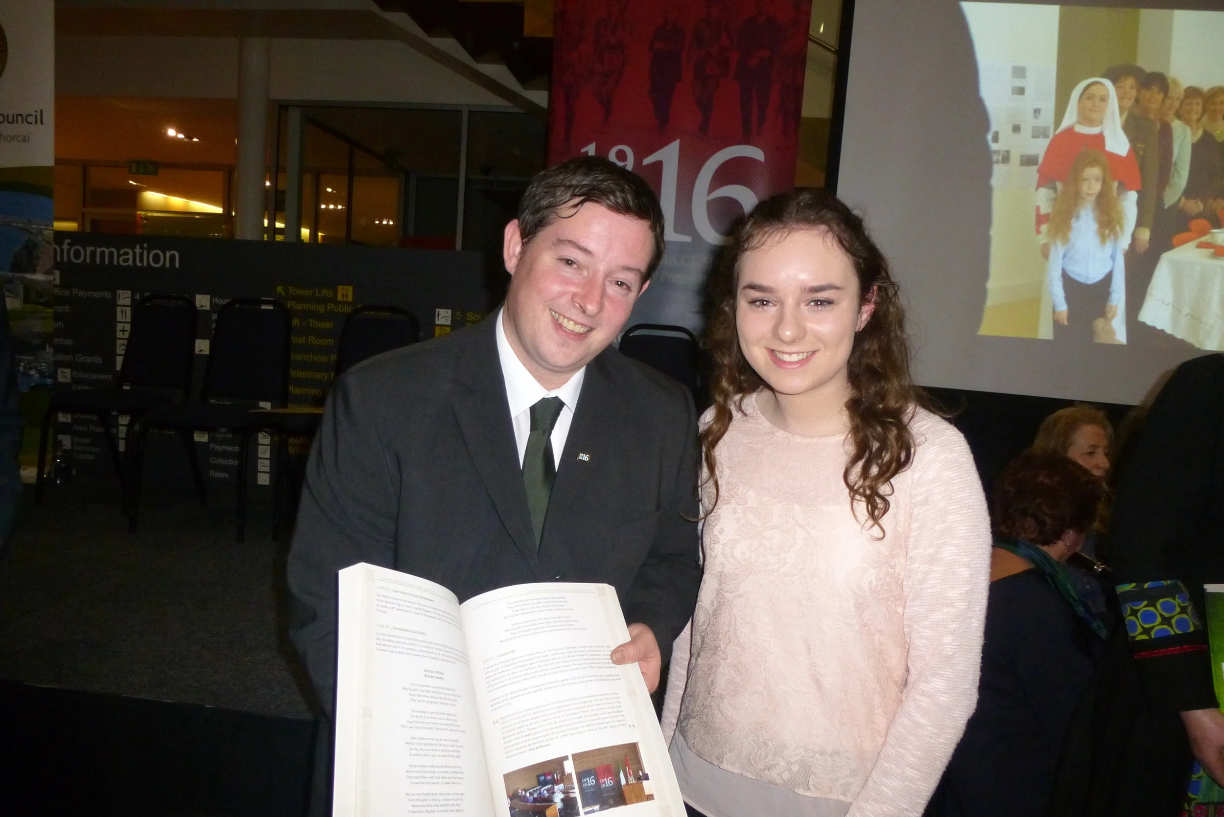 5th Year Student Clara Crowley, recites her poem at 1916 ceremony at County Hall!