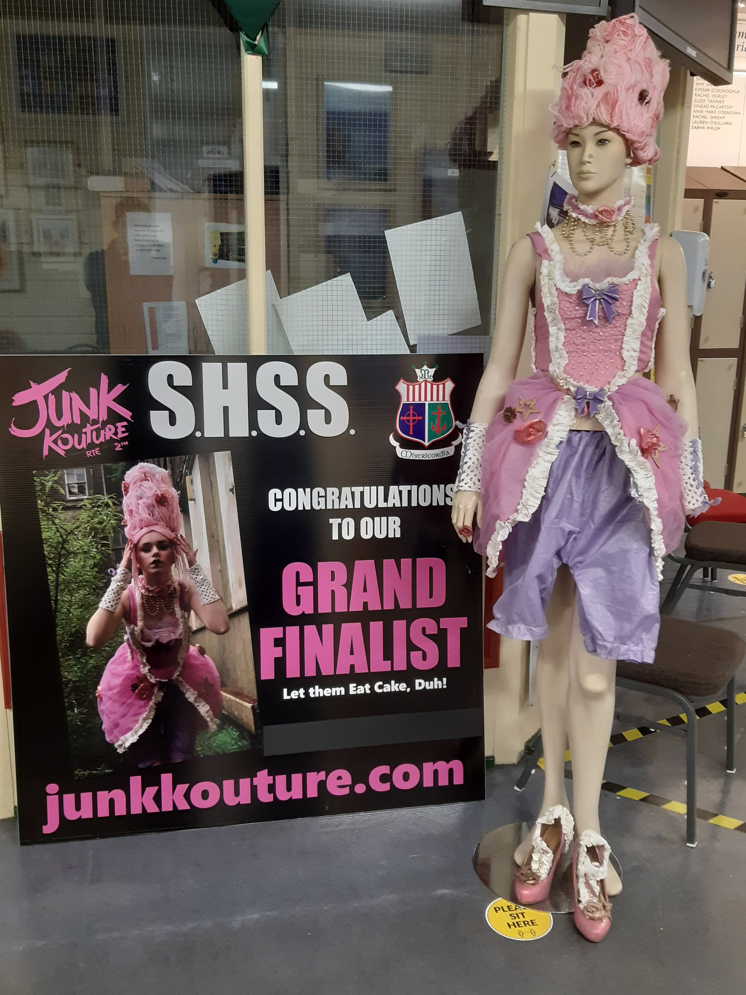 SHSS students on RTE 2 with their Junk Kouture finalist entry.