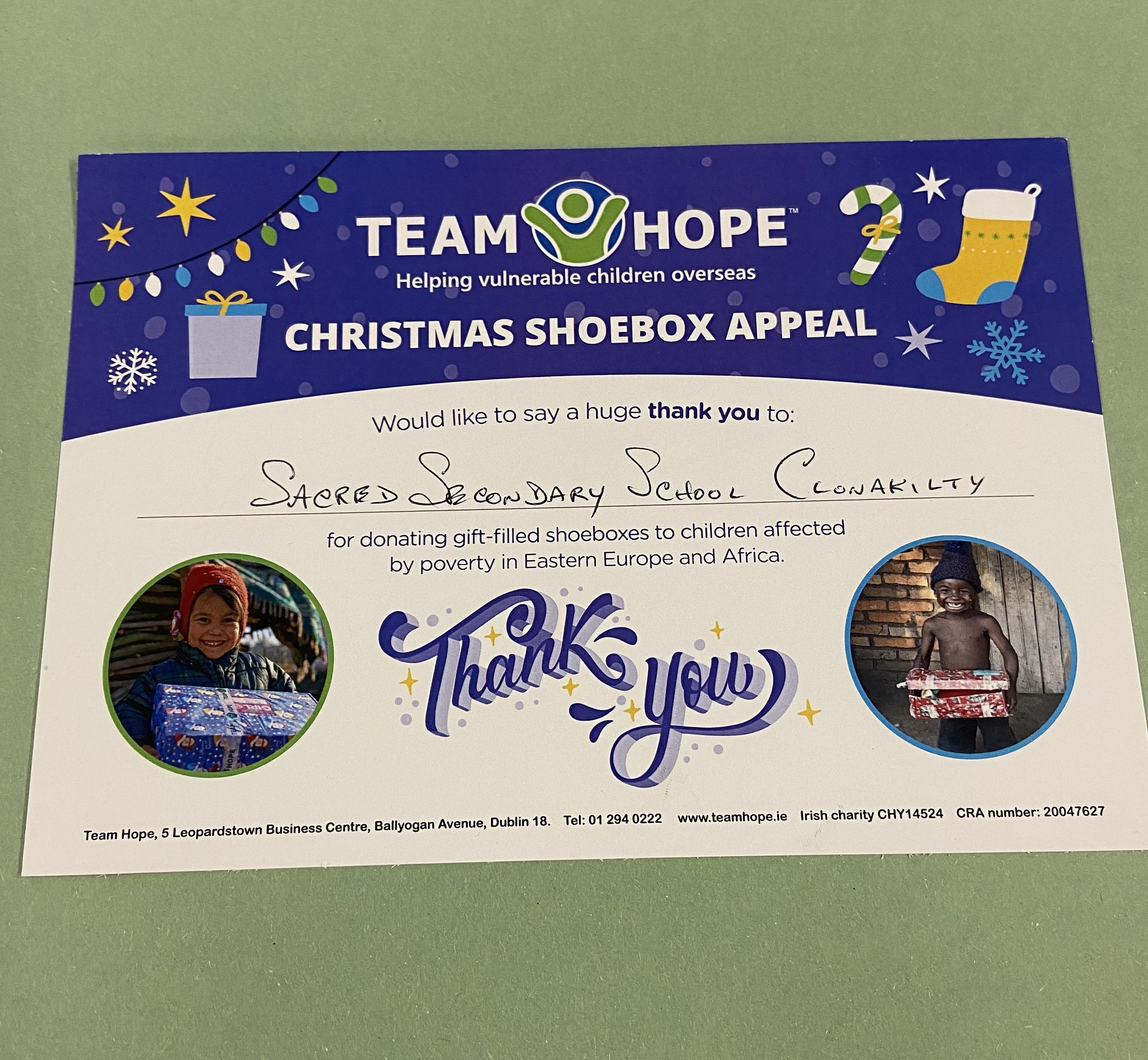Team Hope Chirstmas Shoebox Appeal