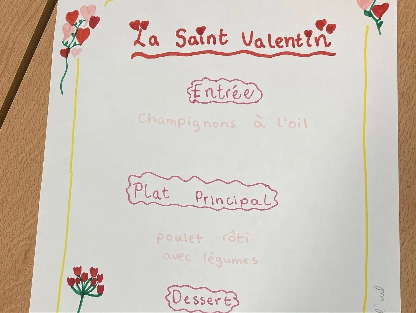 Menus for La Saint Valentin