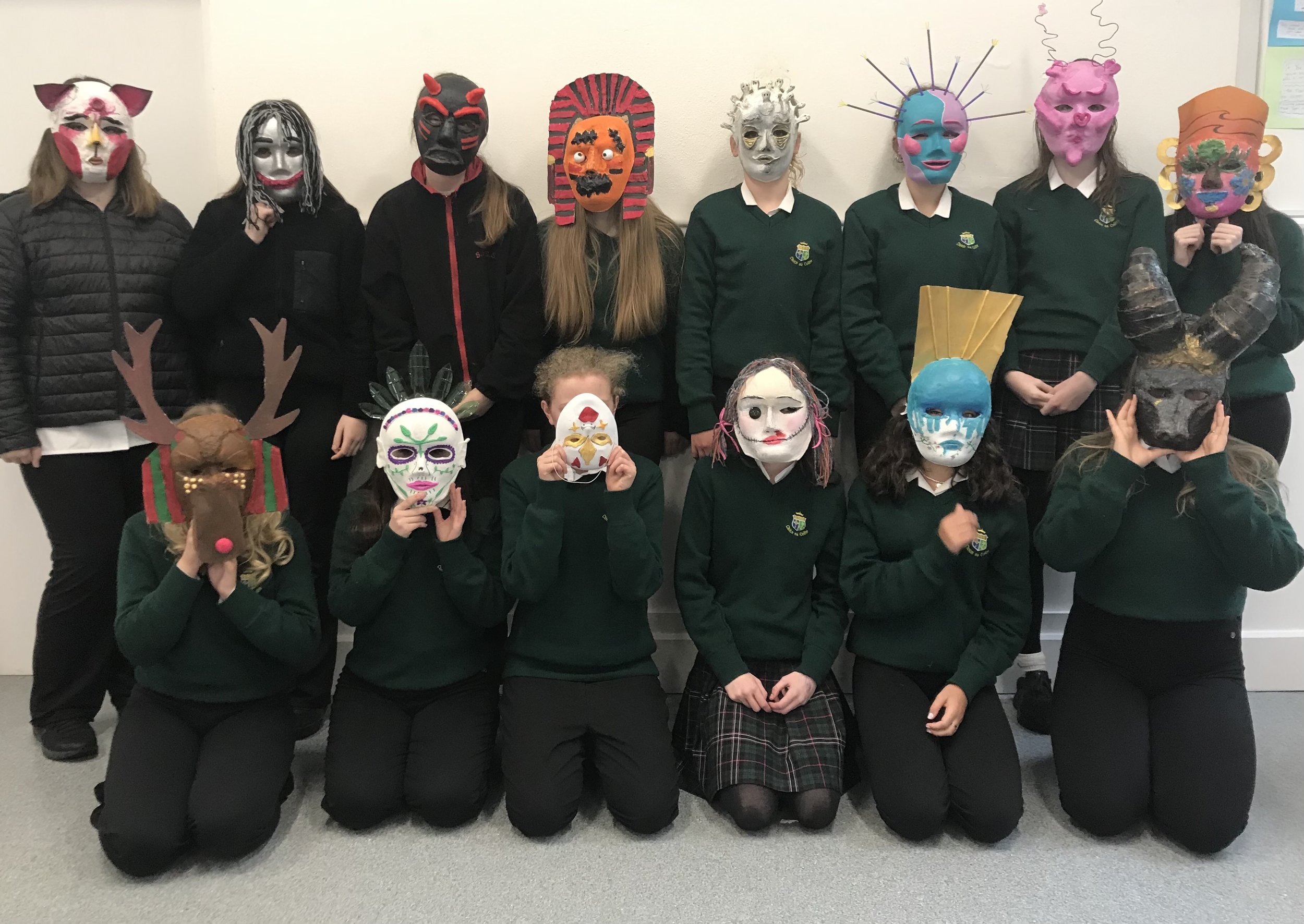 Making masks in 2nd Year Art 
