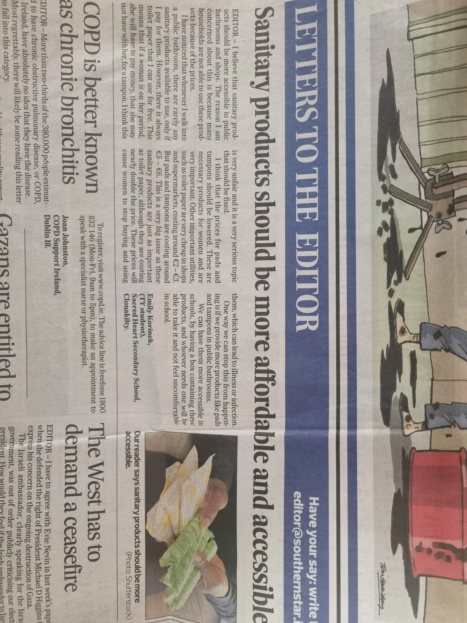 Emily Korinek's letter published in The Southern Star