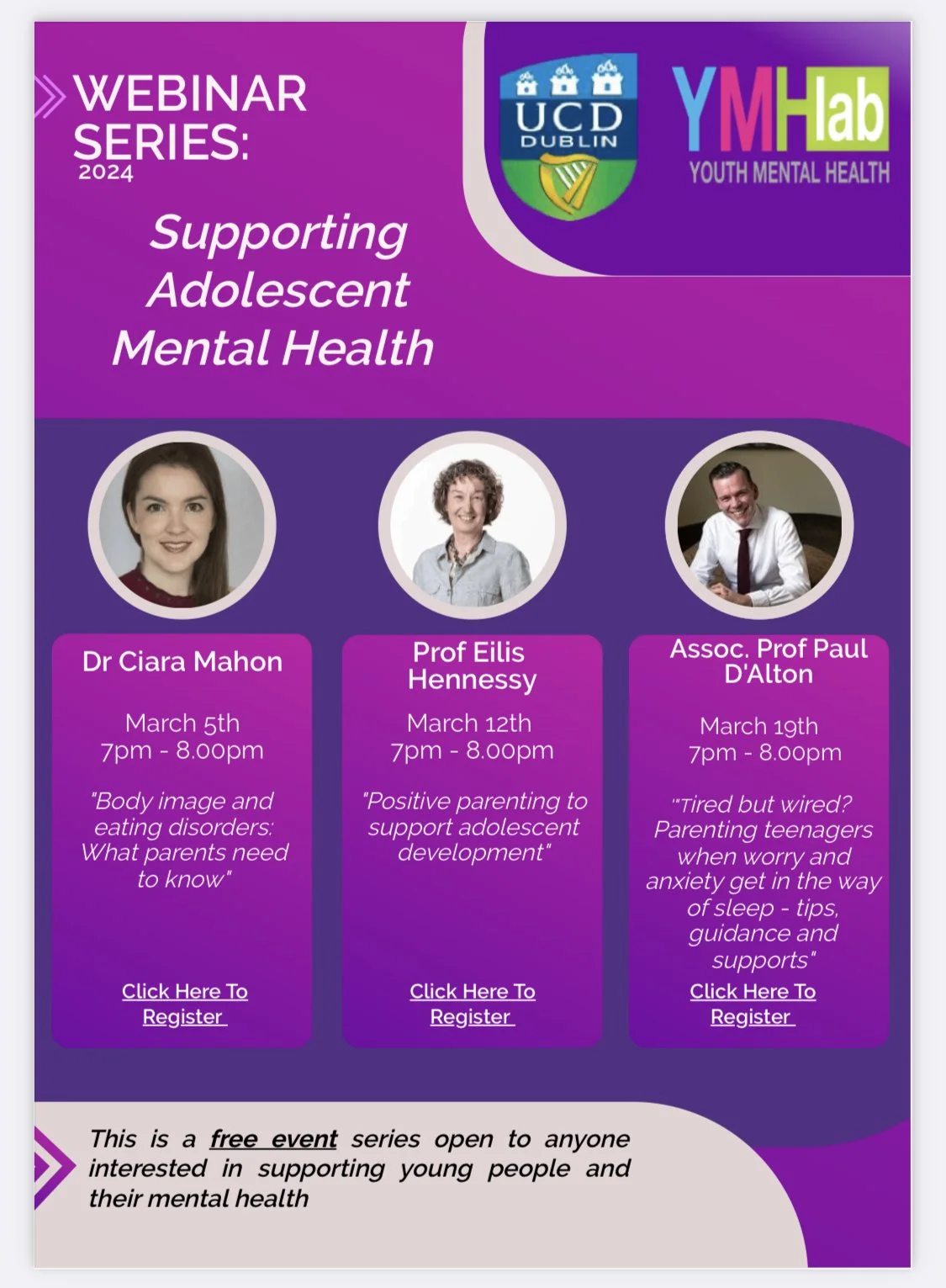 Upcoming Webinars from Young Mental Health