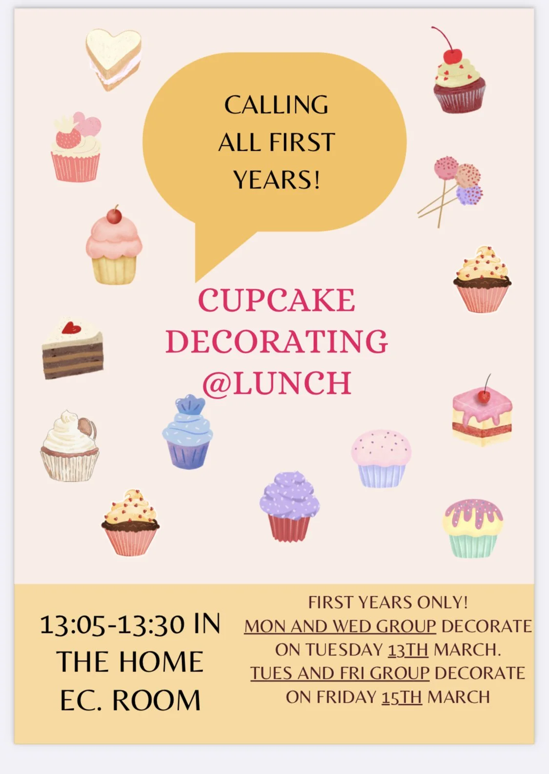 Cupcake Decorating Competition for 1st years 