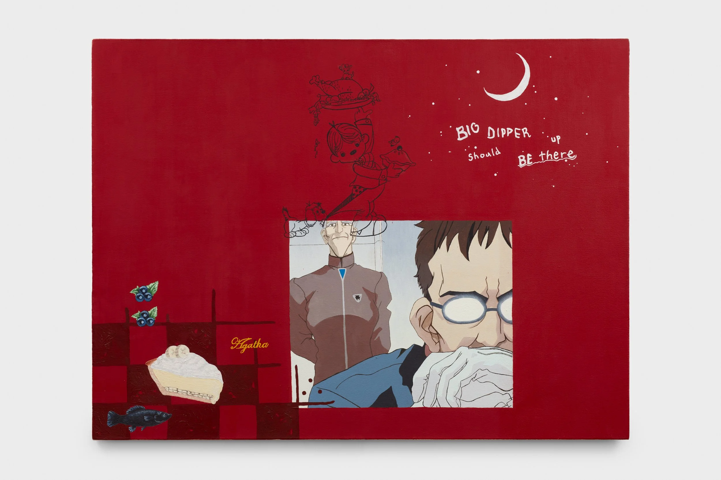   Subliminal Flu and a Feast , oil on canvas, 36 x 48 in., 2020 