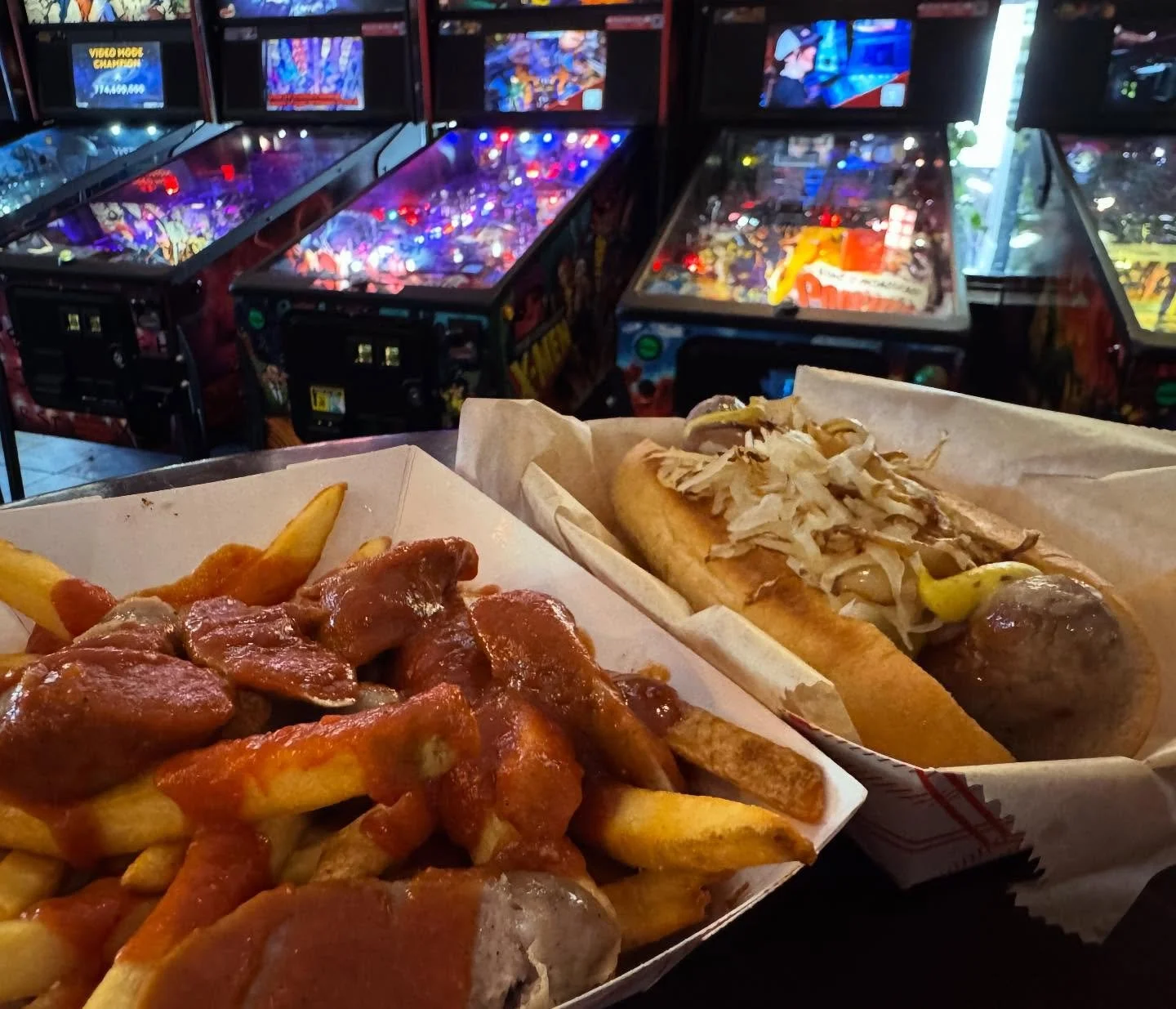 Need nourishment while you wander? We&rsquo;ve got Currywurst n&rsquo; fries or Brats w/ kraut n&rsquo; grilled onions!! Come through!! #winterwanderland #saturdaymood