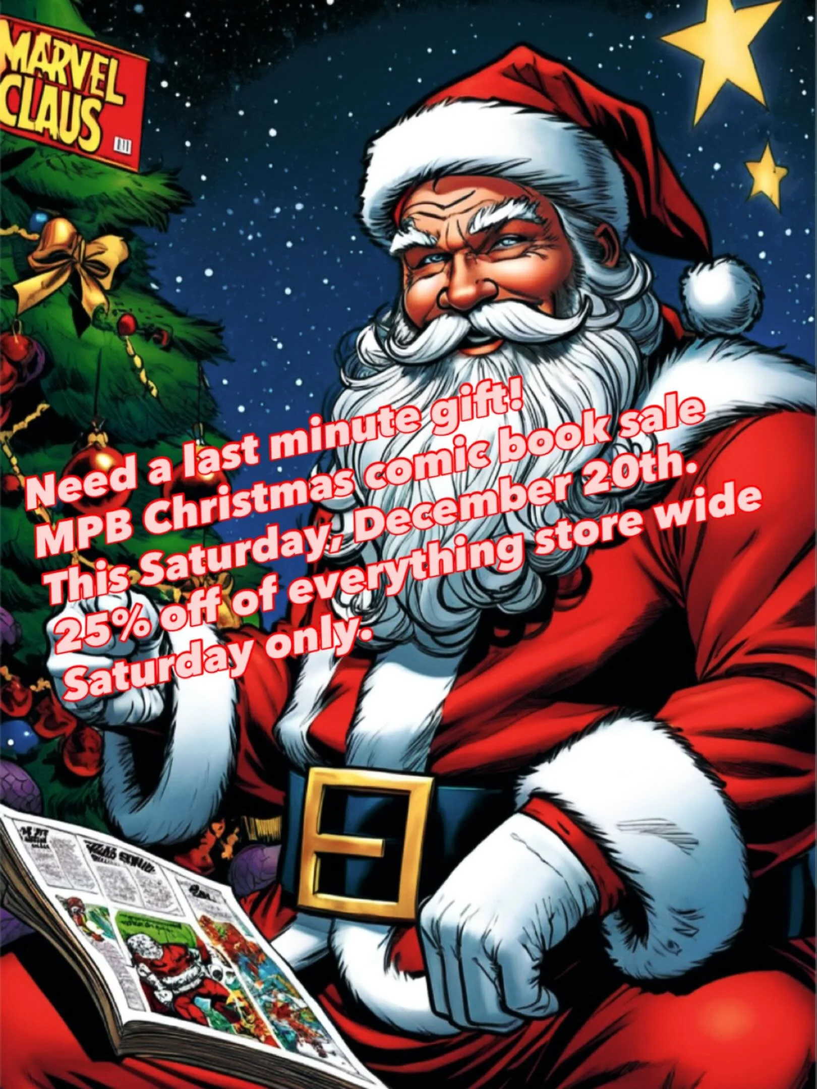 If you need a last minute gift idea, MPB is here for all your Nerdy needs.  This Saturday, December 20th, all comics and graphic novels will be 25% off.  #comicbooksale #comicbook #nerdbar #mpb #christmassale🎄❄️⛄️🎅🏼