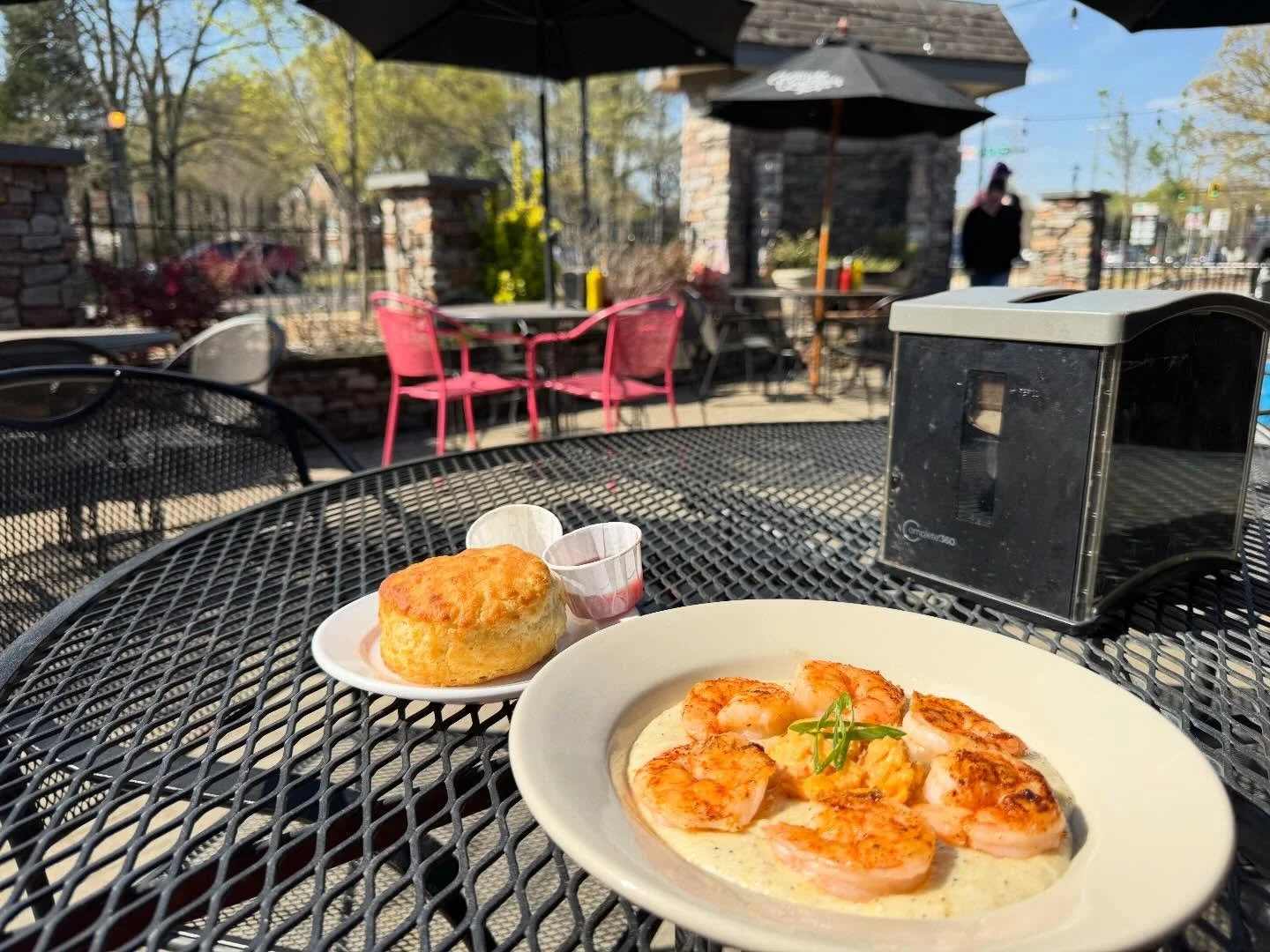 Shrimp &amp; Grits! Biscuits! Patio! Your friendly neighborhood comic book bar got you. #nerdbar #brunchybrunch #atlantabrunch #brunchatl