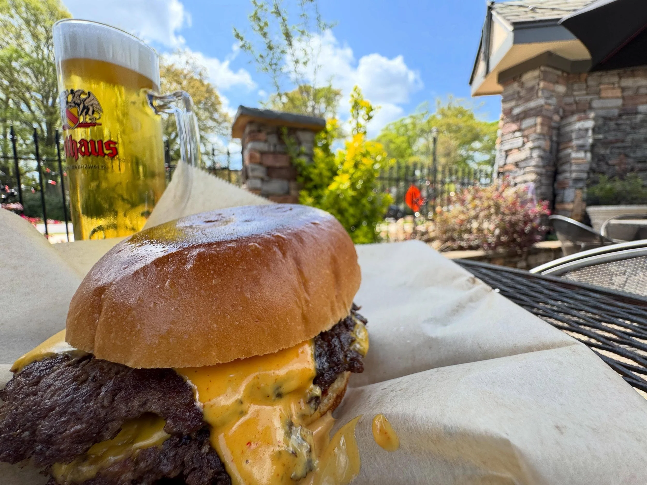 It&rsquo;s Friday. You deserve a smash burger! Come by and enjoy the best smashy+patio combo around! #nerdbar #smashburger #atlantaburgers #lunchtimefun