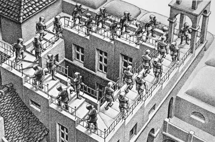 M.C. Escher: Ascending or Descending?