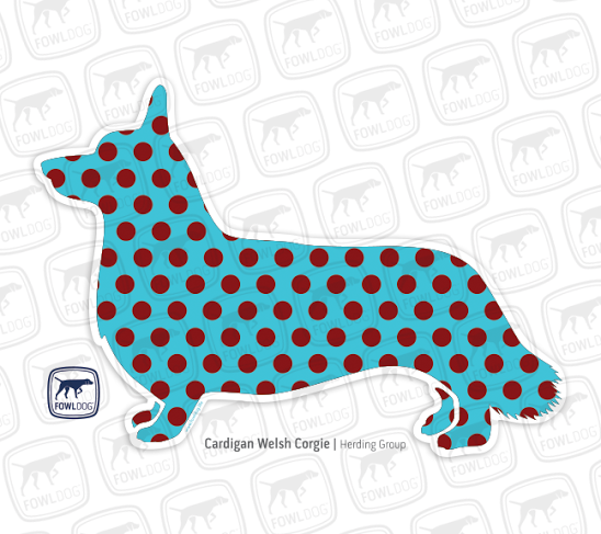 cardigan welsh Corgi dog breed sticker pattern blue polkadot