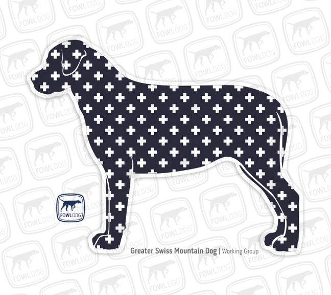 Greater Swiss Mountian Dog Swissy gift vinyl sticker pattern blue navy fowl dog
