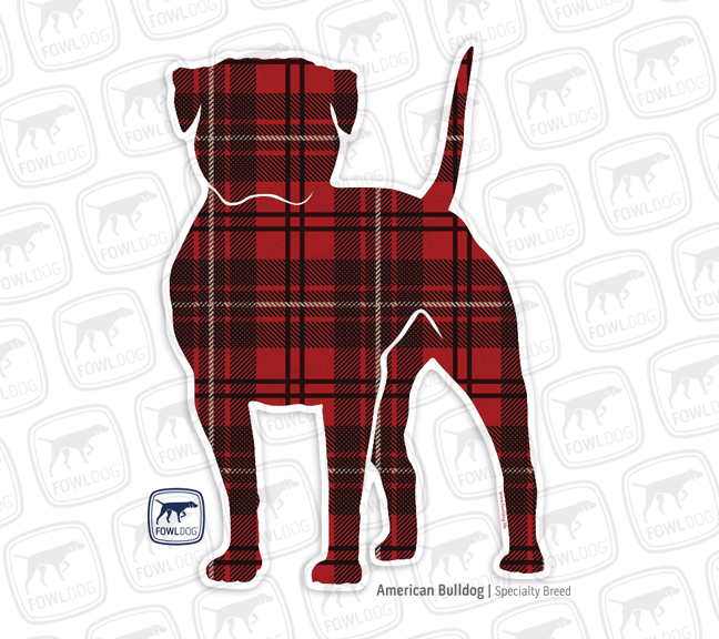 American Bulldog Decal plaid car vinyl sticker red fowl dog