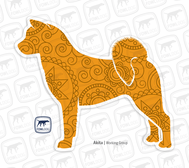 Akita Dog Breed Sticker orange paisley vinyl dog