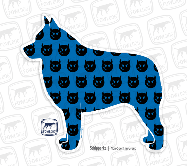 Schipperke Sticker gift window Decal dog breed little black devil blue pattern
