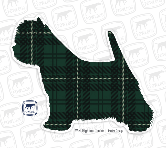 Westie Decal Sticker Dog westhighland terrier dog breed purebred terrier gift item special plaid pattern