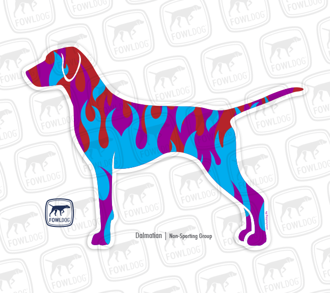 Dalmatian decal car window sticker spotted dog bred flame pattern fowl dog