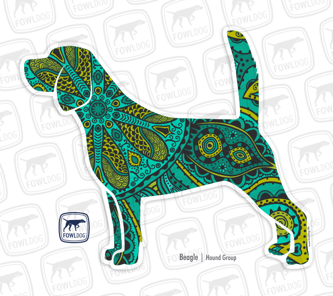 Beagle sticker vinyl dog breed decal pattern color green flower lace fowl dog sticker