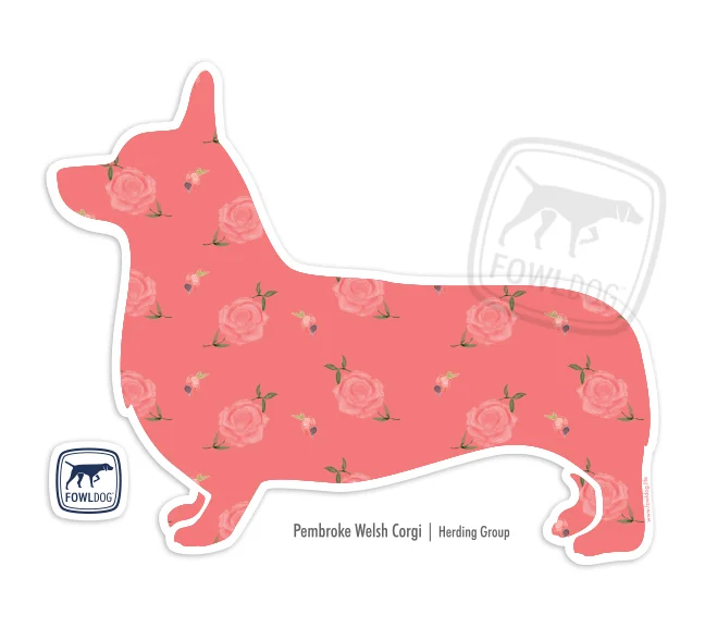 Pembroke Corgi Sticker Decal Pink Floral Pattern