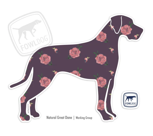 Great Dane Sticker Decal Purple Floral