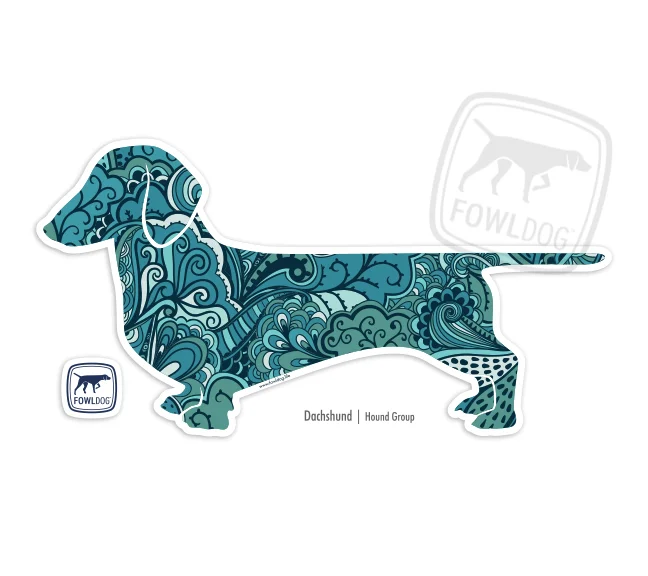 Dachshund Doxie decal sticker Blue Paisley